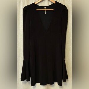 Free People Black Mini Dress with Bell Sleeves